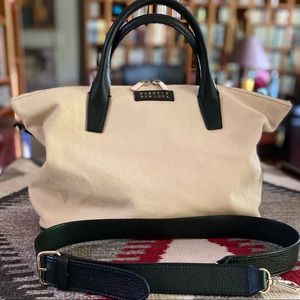 Barney’s New York Monica Canvas & Leather Satchel Crossbody Bag Hard to Find EUC